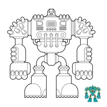 Robot Coloring book. Cyborg warrior future for children. Vector illustration Stock Illustration