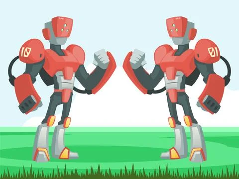 Robot Combat Concept Illustration Illustrazione stock