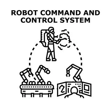 Robot command and control system management concept Stock Illustration
