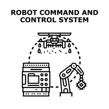 Robot command and control system managing smart automation Stock Illustration