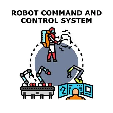 Robot command and control system management concept Stock Illustration