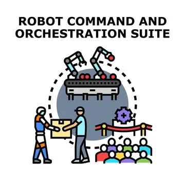 Robot command and orchestration suite concept Stock Illustration