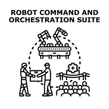 Robot command and orchestration suite concept Stock Illustration