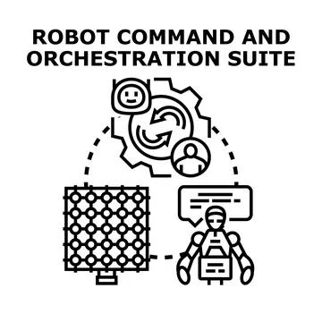 Robot command and orchestration suite concept Stock Illustration