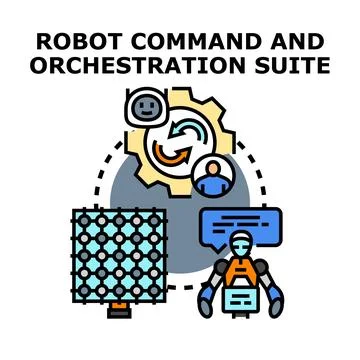 Robot command and orchestration suite concept 스톡 일러스트