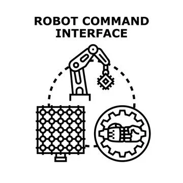 Robot command interface controlling artificial intelligence equipment 库存插图