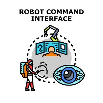 Robot command interface controlling autonomous system operations Stock Illustration