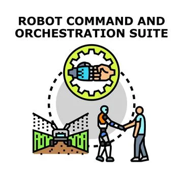 Robot command orchestration suite control system Stock Illustration