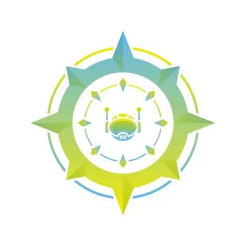 Robot compass gradient logo design template icon Stock Illustration