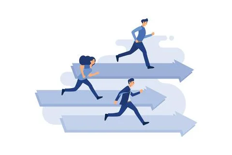 Robot competition human worker and win. Concept business vector, Future autom Stock-Illustration