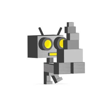 Robot computer job at office. Stock Illustration