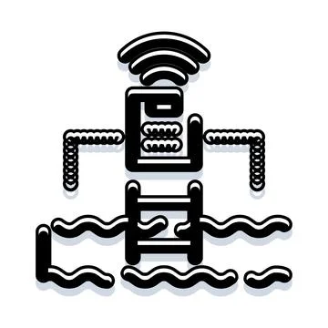 Robot connecting with wireless signal on digital waves Stock Illustration
