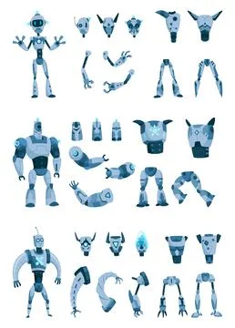 Robot constructor Parts and Sprites specifically designed for Animation projects Stock Illustration