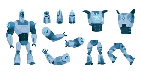 Robot constructor Parts and Sprites specifically designed for Animation projects 스톡 일러스트