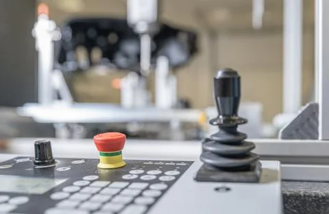 Robot control panel for 3D product measurement in the automotive industry Stockfoto's