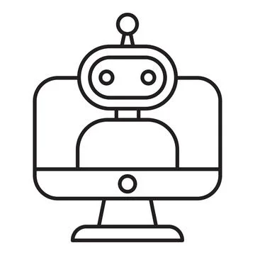 Robot controlling desktop computer via wireless connection Stock Illustration