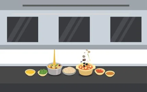 Robot cooking in a restaurant Stock Illustration