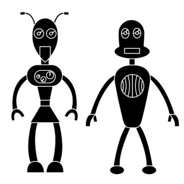 Robot couple simple character. Isolated illustration Stock Illustration