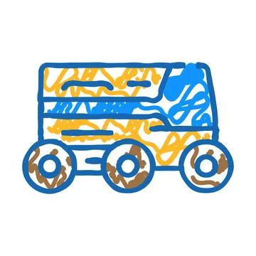 Robot courier autonomous delivery icon doodle illustration Stock Illustration