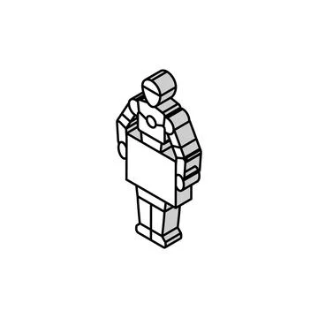 Robot courier autonomous delivery isometric icon vector illustration Stock Illustration