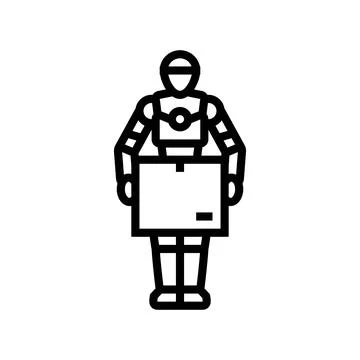 Robot courier autonomous delivery line icon vector illustration 스톡 일러스트