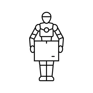 Robot courier autonomous delivery line icon vector illustration 스톡 일러스트