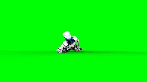 Robot is crawling . Realistic motion and reflections. 4K green screen footage. Stock Footage 82696691