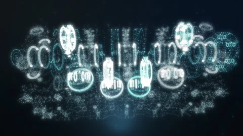 Robot Creates Holographic Engine On Dark Background For Creative Media Stock Footage 312022602