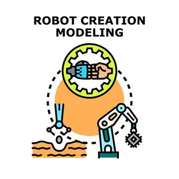 Robot creation modeling concept for modern engineering 스톡 일러스트