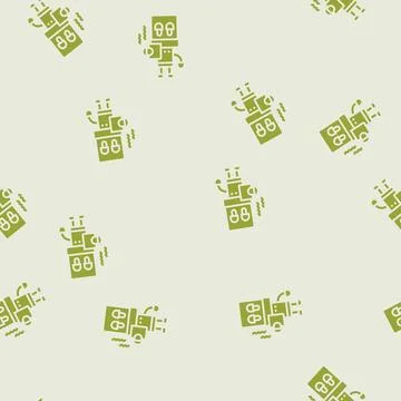 Robot cup of coffee glyph seamless pattern Illustrazione stock
