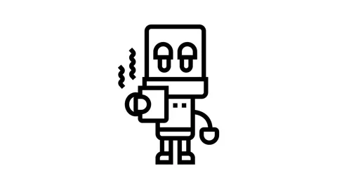 Robot cup of coffee line icon animation Stock Footage 326121707