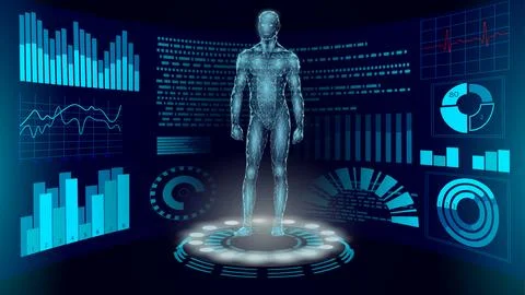 Robot cyborg with artificial intelligence system. Humanoid industrial android Stockillustratie