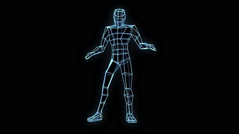 Robot Cyborg Dancer Hologram Stock Footage 146504628
