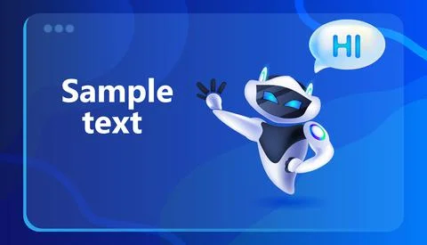 Robot cyborg with hi speech chat bubble communication chatbot customer service Stock Illustration