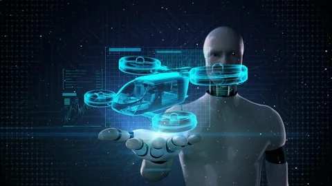 Robot, cyborg opens palms, Autonomous dr... | Stock Video | Pond5