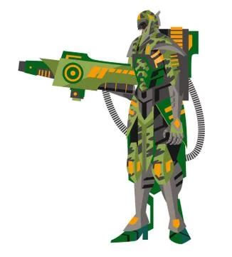 Robot cyborg soldier Stock Illustration