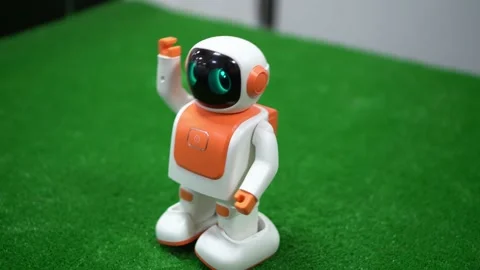 Robot Dancer. Little robot toy dancing. Modern high-tech smart toys for children Stock Footage 172192668