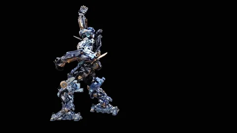 Robot Dancing, with Alpha matte. Vídeo Stock 176461456
