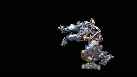 Robot Dancing, with Alpha matte. Stockbeeldmateriaal 195108993