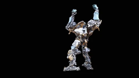 Robot Dancing, with Alpha matte. Stock Footage 196235466