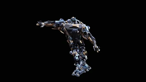 Robot Dancing, with Alpha matte. Stockbeeldmateriaal 199824558