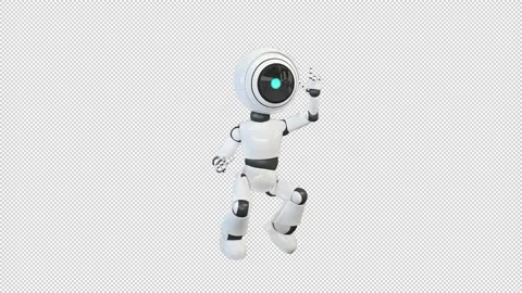 Robot dancing a funny dance around him Video Loop and Alfa Channel 库存影片 163345709