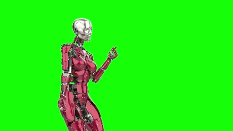 Robot is dancing in loop close up side view with copy space in chroma key Stockbeeldmateriaal 171392473