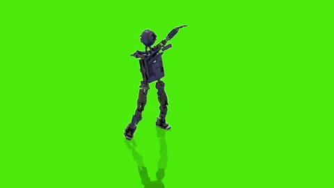 Robot dancing transparent background for push on background Stock Footage 289597807