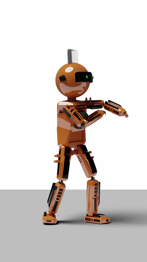 Robot dancing transparent background for push on background Stock Footage 289598191