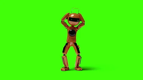 Robot dancing transparent background for push on background Stock Footage 289598542