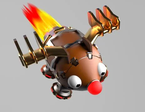 Robot deer,fly deer,christms deer,3d render. Stock Photos
