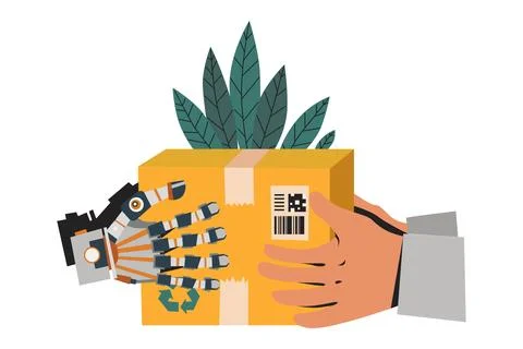 Robot Delivery Illustration イラスト素材