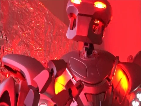 The robot demonstrates its capabilities and innovations Stock Footage 83842895