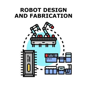 Robot design and fabrication process concept Stock Illustration